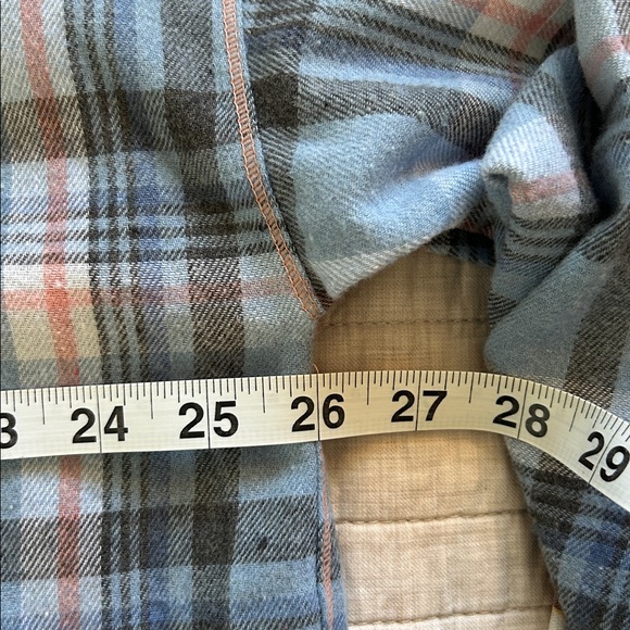 FP Sunday morning, sleep shirt, light blue flannel pop over polo collared top S - Picture 13 of 15